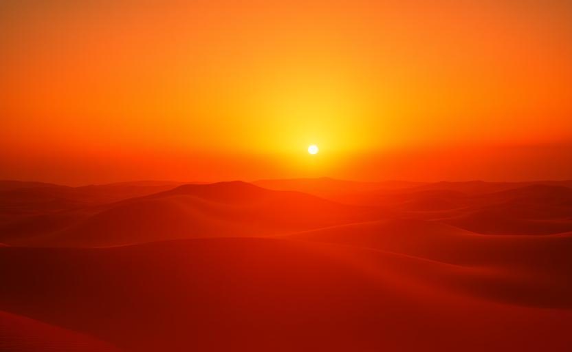 Coucher de soleil dans le désert marocain