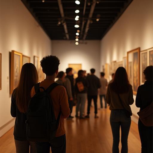 Groupe visitant un musée