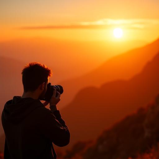 Photographe capturant un paysage